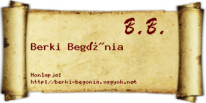 Berki Begónia névjegykártya